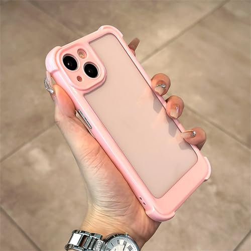 NICRX Custodia per telefono trasparente con paraurti di lusso per iPhone 11 12 13 14 Pro Max Plus Cornice color caramello Cover posteriore rigida in acrilico, rosa, per iPhone 11