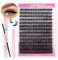 Fadlash Kit di Estensioni Ciglia 0.07 D Arricciatura 8-16mm 60D Finte Ciuffetti Naturali Ciglia Individuali Bond and Seal, Pinzette per Ciglia a Grappolo DIY per Uso Personale