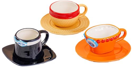 HUDIEWOO Animationshut Keramik Teetasse, Keramik Kaffee Teetasse, Weihnachtsgeburtstagsgeschenk oder Ornament (3PC)(LAS)