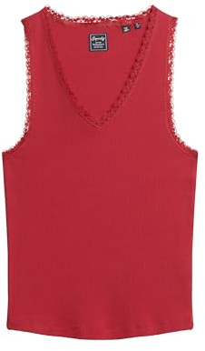 Superdry Damen Athletic Essentials Tanktop mit Spitzenbesatz