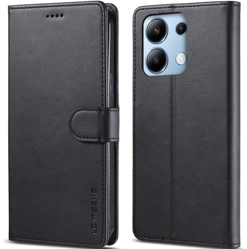 WAURZ Cover per Xiaomi Redmi Note 13 4G, Custodia Cover Pelle Libro Portafoglio con Porta Carte Magnetica Supporto Protezione Antiurto Cuoio Flip Case Custodia per Redmi Note 13 4G, Nero