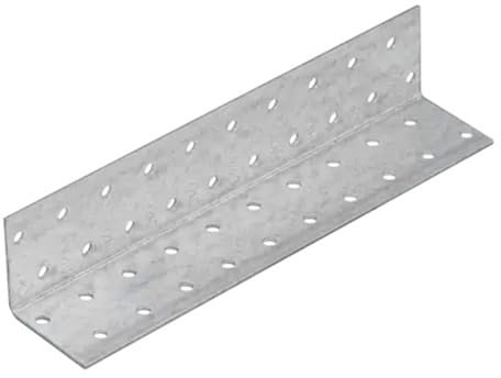 40 mm x 40 mm x 100 mm, conector de soporte de placa angular perforado galvanizado para madera, soporte de esquina de acero de 2 mm de grosor, placa en L de metal, resistente (paquete de 10)