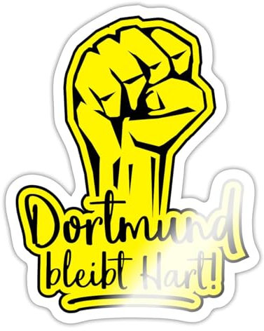 Spreadshirt Dortmund Bleibt Hart Deutscher Meister 2023 Fußball Ultras Sticker Aufkleber, 10 x 10 cm, Weiß glänzend