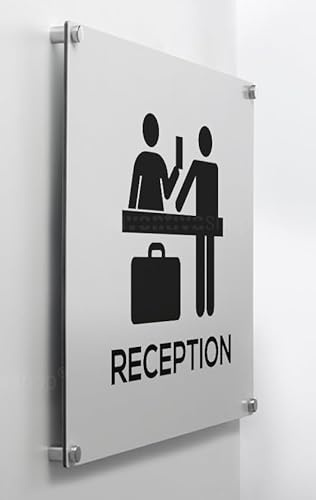 Global Cartello Targa in Alluminio Quadrato - Reception Hotel - Con Distanziali in acciaio inox (40x40 cm)