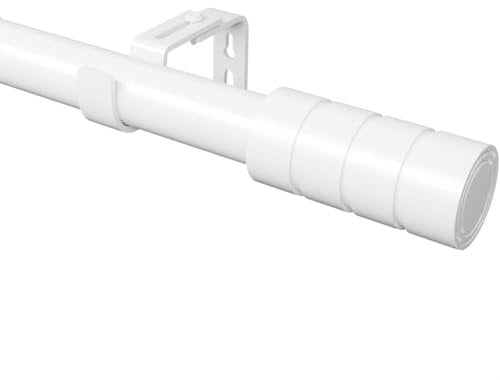 Gardinenstange Weiß Vorhangstange Ausziehbar Gardinenstangen Curtain Rod mit Verstellbaren Halterungen für Wohnzimmer, Schlafzimmer, 25mm Durchmesser, 60-135cm(Weiß)