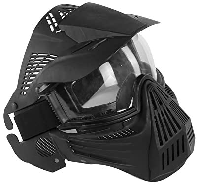 Taktische Maske für den Außenbereich, atmungsaktives Netzgewebe, Vollgesichtsschutzmaske für Paintball, Halloween, Kostüm, Party, CS-Spiel (schwarz)