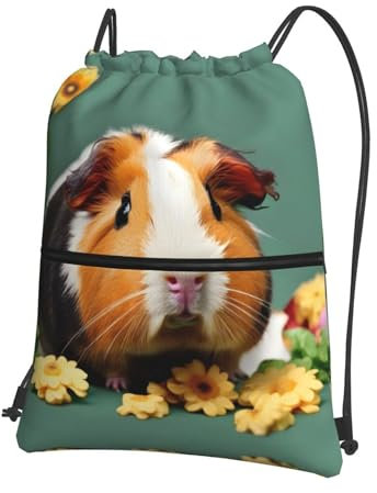 YQxwJL Turnbeutel mit Kordelzug, Motiv: Meerschweinchen, für Damen, wasserdicht, Strandtasche, Sporttasche, Reise, Schwarz, Einheitsgröße