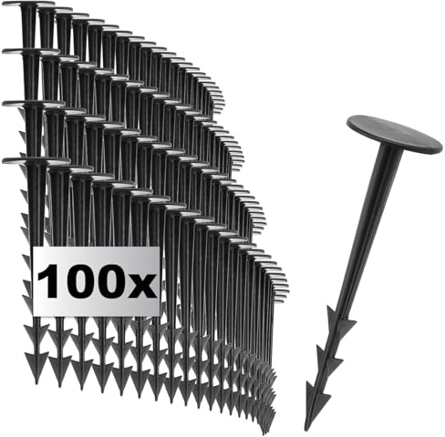 com-four® 100x Befestigungsstifte für den Boden, Erdanker aus Kunststoff | Fixierungshaken für Unkraut- und Gartenflies - Bodennägel mit Widerhaken
