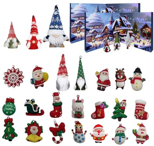 2 Stück Weihnachtswichtel-Adventskalender 2024, 24 Tage Weihnachts Countdown Kalender, Weihnachts-Countdown-Adventskalender Mit 24 Zwergenfiguren, Plüsch Zwergen-Adventskalender Für Kinder Erwachsene