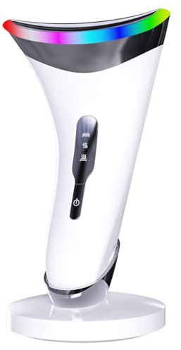 Appareil Massage Visage,Appareil Lifting Visage,Sculpteur Facial,Avec 7 Modes de Couleur, vec Chaleur Constante à 45 °C, Appareil Anti Rides Visage EMS pour le Visage Vontre les Rides(Blanc)