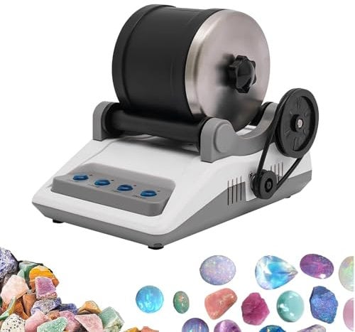 Starter Komplettes Steinpolierer Set, Rock Polierset mit 7-Tage-Timer DIY Edelsteine Poliermaschine Rosenquarz Stein Steinpoliermaschine für Kinder und Erwachsene