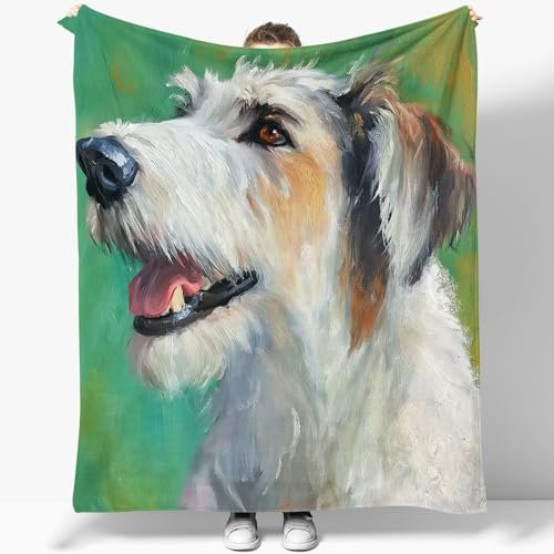Flanelldecke Ölgemälde Irischer Wolfshund 130 x 150 cm 3D-Druckdecke Kuscheldecke Sofadecke Wolldecke Wärme und Lsolierung Decke Klimaanlage Decke für Wohn und Schlafräume Decke