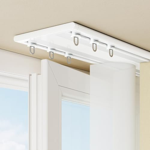 MZQMK Vorhangschiene Gardinenschiene Gardinenstange, Raumteiler Vorhangschiene, Aluminium Schiebevorhangschienen Für Erkerfenster/Decke/Wand/Türöffnung(White,5.9m(19.3ft))