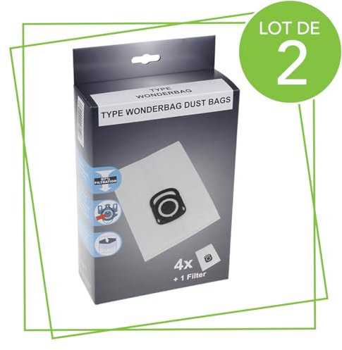 SOS Accessoire Lot de 2 boîtes de 4 sacs + 1 filtre HYGIENE+ pour Aspirateur ROWENTA ZR200520