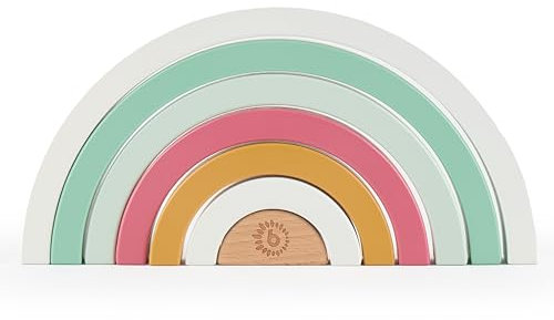 Bieco Regenbogen Holz Berry | Stapelturm Baby | Steckspiel Holz Regenbogen Montessori Regenbogen Deko Stapelturm ab 1 Jahr Holzregenbogen Kinder Stapelsteine Baby Stapelturm Stapelspiel ab 1 Jahr
