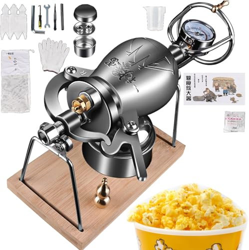 Edelstahl Mini Popcorn Maschine - Chinesische Popcornkanone Hochdruck Popcorn Maker Nostalgie Popcorn Popper