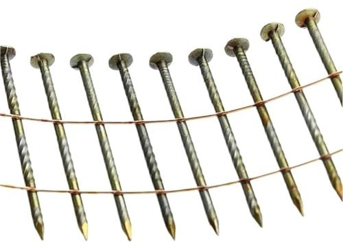 YJQHODY Chiodi Dritti for Rivestimenti in Bobina di Filo Metallico da 70 mm, Chiodi a Testa Tonda Completa da 15 Gradi for Fai da Te Industriale, 250 Pezzi