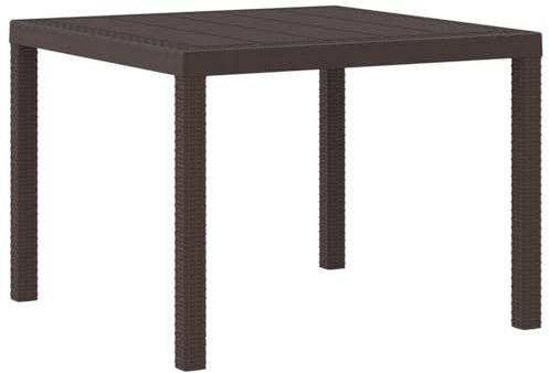 vidaXL Gartentisch Braun 100 x 100 x 73 cm Poly-Rattan, Garten und Terrasse, rechteckiger Tisch aus Stahl, große, wetterfeste Essgruppe für den Außenbereich