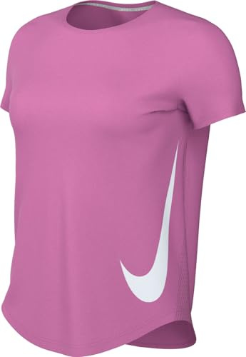 Nike Tempo Swoosh Run Nike Dri-Fit Kurzarm-Laufoberteil Für Damen, Playful Pink/Weiß, HV2772-675, L