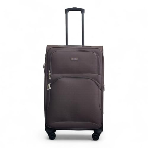 Infinity Leather Expandable Medium Suitcase 24 Lightweight Soft Shell Luggage 4 Wheels Spinner 3-Digit Combination Lock Luggage for 15 to 20kg