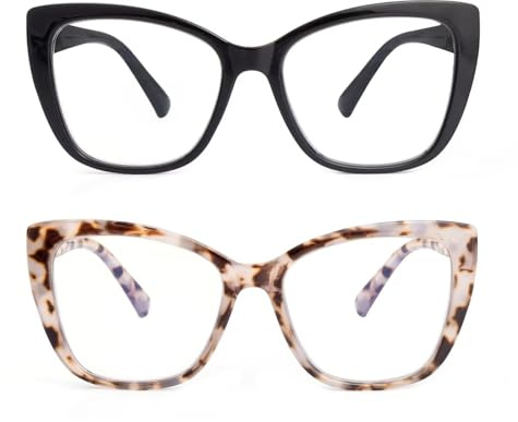 SKYWAY Übergröße Lesebrille Damen, Groß Mode Cat Eye Computerbrille Blaulichtfilter Brille mit Sehstärke