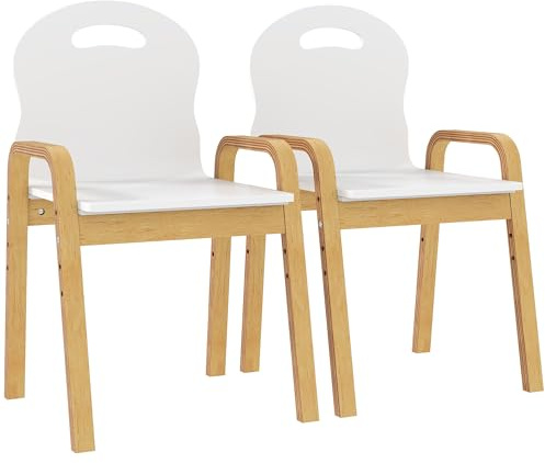 AIYAPLAY Lot de 2 Chaises pour Enfants Réglables en Hauteur 3-9 Ans Blanc