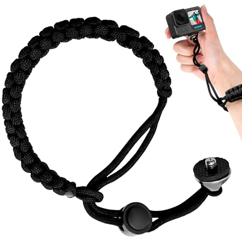 Simsky Kamera-Handschlaufe mit 1/4-Zoll-D-Ring-Schraube, Verstellbare Handschlaufe Für Action Kameras, kompatibel mit 360 X3 Selfie-Sticks, Action-Kameras, Robustes Nylonband