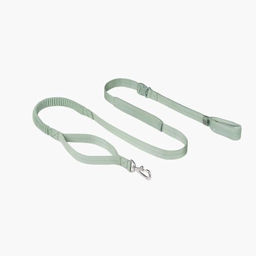BuddyArmor Freihandleinen Hundeleine, reflektierend 2m Hundeleine mit Griffen, elastisch Verstellbare Crossbody Taille Leine für Kleine bis Große Hunde Wandern, Laufen (schlanke-Olivgrün, M)