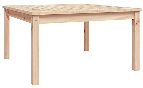 QJBSAVVA Gartentisch 82,5x82,5x45 cm Massivholz Kiefer Beistelltisch Outdoor Holztisch für Garten Terrasse Balkon Lounge Tisch Couchtisch Quadratisch Rustikal Unbehandelt