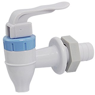 sourcing map Kunststoff Wasserhahn Push-Typ Kunststoff Wasserhahn für Wasserspender Weiß Blau 16.5mm