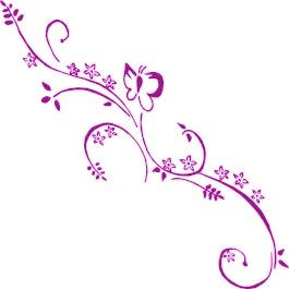 Violett / Lila 2er Set Autoaufkleber Blumenranke Design Annika 55 cm, Blumenaufkleber, Blumen Sticker für die Seiten oder Heckscheibe, fürs Auto Ranke mit Schmetterling, Ornament, Schnörkel, Car Decals Foliensticker in 32 Farben wählbar