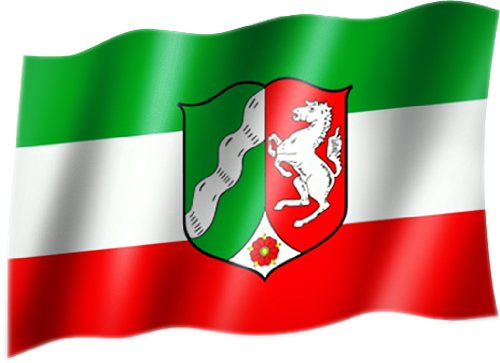 Flagge/Fahne NORDRHEIN-WESTFALEN Staatsflagge/Landesflagge/Hissflagge mit Ösen 150x90 cm, sehr gute Qualität
