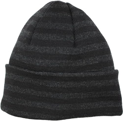 Leuchtfeuer Strickmütze Merino gestreift, One Size, schwarz/anthrazit