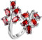 hmilydyk Damen-Ring, Design: Ast mit Blättern, Rubin-Kristalle Ring aus S925er-Sterlingsilber versilbert, Cubic Zirkonia Verstellbar