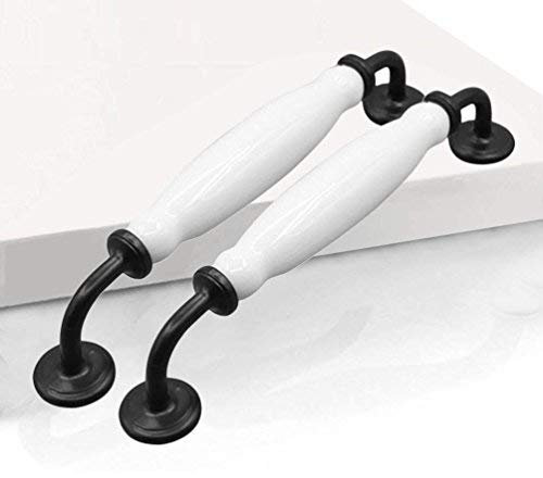 EBETA 2er Weiß Bogengriffe Schrankgriffe Schubladegriff Möbelgriffe Türknöpfe Möbelknöpfe Türgriff Keramik (Pech 160mm, 2 Stück)