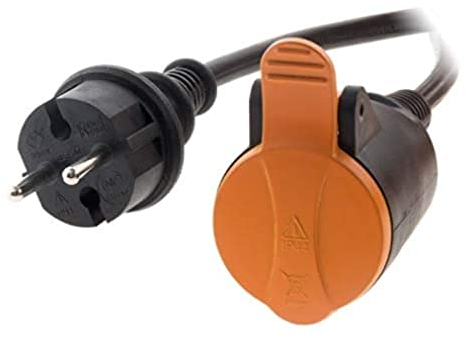 Zenitech - Cable alargador estanco 2P H05VV-F 2x 1,5mm² 25m con clip de fijación naranja