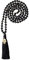 COAI Unisex Handgeknüpft 108 Mala Yoga Kette Buddhistische Halskette Gebetskette aus Goldenem Obsidian mit Quaste und Hamsa Hand Charm