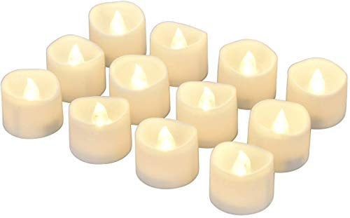 Willingood LED Tea Lights Flameless Candle with Timer, 6 Hours on and 18 Hours Off, 1.4 x 1.3 Inch, Warm White, [12 Pack]