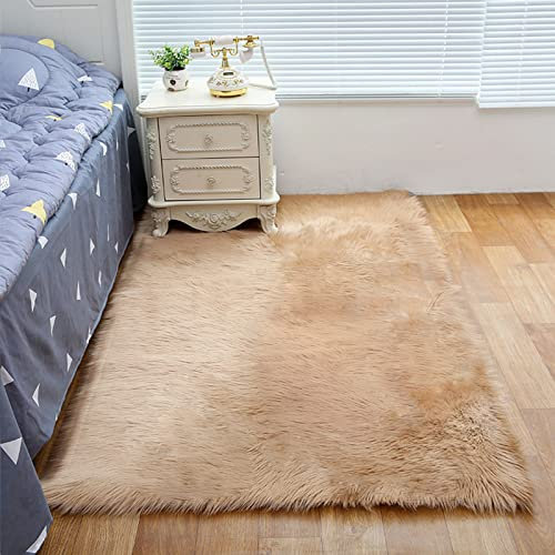 ZFHTAO - Tappeto lavabile Shaggy Man, in lana, morbido, morbido, a pelo lungo, decorativo, per divano, piscina, tappeto in pelle di pecora, versatile, grande personalizzabile, 140 x 150 cm
