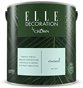 Crown ELLE DECORATION Revival No. 302, 2,5 L, extra-matte Premium Wandfarbe für Innen, für Wände und Holz, hohe Deckkraft, Innenfarbe,verjüngendes leichtes Neo-Mint