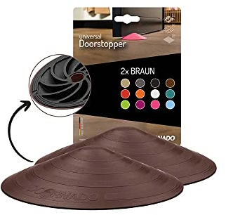 Doornado Starker Gummi Türstopper - Türhalter ohne Bohren - Für alle Arten von Türen und Böden - 118x25mm – Designpreis - Braun