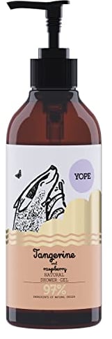 YOPE Natural Shower Gel | Neutral pH | Ultra-gentle cleansers| Tangerine extract | Plant glycerine | Vegan Formula| 97% Natural ingredients | Tangerine and Raspberry 400ml