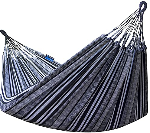 Potenza Pereira Doppelhängematte aus 100% Baumwolle für Garten, Balkon und Terrasse (Zebra, XL)