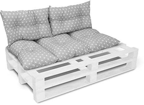 Amilian Palettenkissen Set 1x 120x60 + 2x40x60 Sitzauflage Sitzkissen für Europaletten Palettensofa Palettenmöbel Balkon Kleine Couch Outdoor Sessel oder kleines Sofa für Jugendzimmer