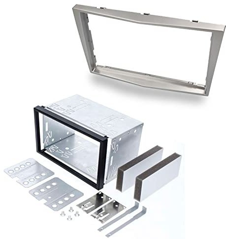 Audioproject A450 - Autoradio Radioblende Set Doppel DIN kompatibel mit OPEL Corsa D Astra H Zafira B Tigra Antara Vivaro 2-DIN Metall Einbauschacht Auto-Radio Blende Silber