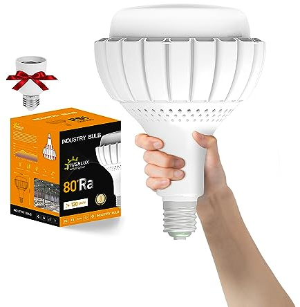 LED Birne 100W E40 Kaltweiß (Entspricht 800W Glühbirne), LED Lampen Industrielampe mit E27 Adapter, 13000LM 6500K 120° Abstrahlwinkel Sparsam LED Leuchtmittel für Straßenlampe Werkstatt Lager Fabrik