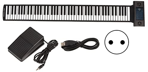 88 Tasten Roll Up Piano Tastatur, Faltbares Doppelhorn Bluetooth Roll Out Piano Unterstützt MIDI Ausgang, Tragbares Roll Up Piano, Wiederaufladbar, Batteriebetrieben mit LED Anzeige(#1)