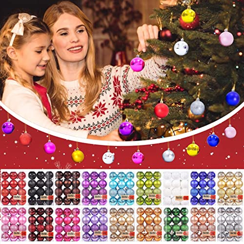 24 Stück Weihnachtskugeln Mehrweg Christbaumkugeln Set Weihnachtsbaum Deko Weihnachtsdeko Premium Ornamente Christbaumschmuck Set Rot Gold Kunststoff Bunt Weihnachtsbaumschmuck Weihnachtsbaumkugeln