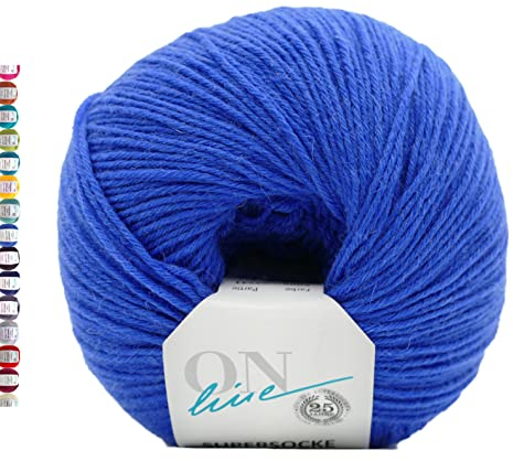 Online Sockenwolle 6-fädig uni blau | Strumpfwolle Online Supersocke 6-fach 321 Merino einfarbig | dickes Sockengarn mit Merinowolle zum Stricken und Häkeln (5009 Blau)