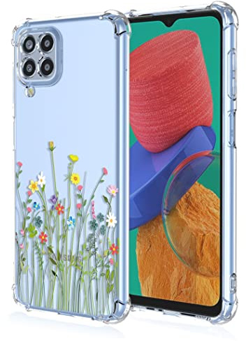 RankOne Phone Case Suitable for Samsung Galaxy A12 / M12 / A12 Nacho (6.5 Inches) Transparent TPU Silicone Color Drawing Pattern Case - Flowers 11